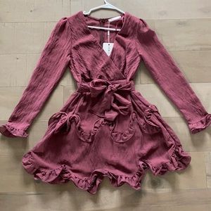 Long sleeve ruffle mini dress